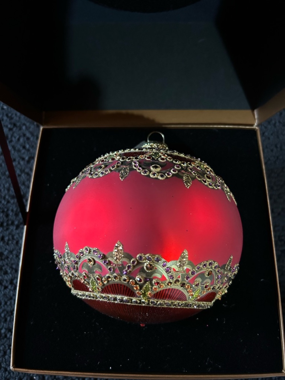 Jay Strongwater Mouth Blown Hand Painted Swarovski Crystals Gold Filigree Orn